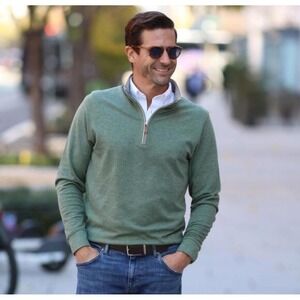 NWT Collars & Co Quarter Zip Pullover Heathered Green Large